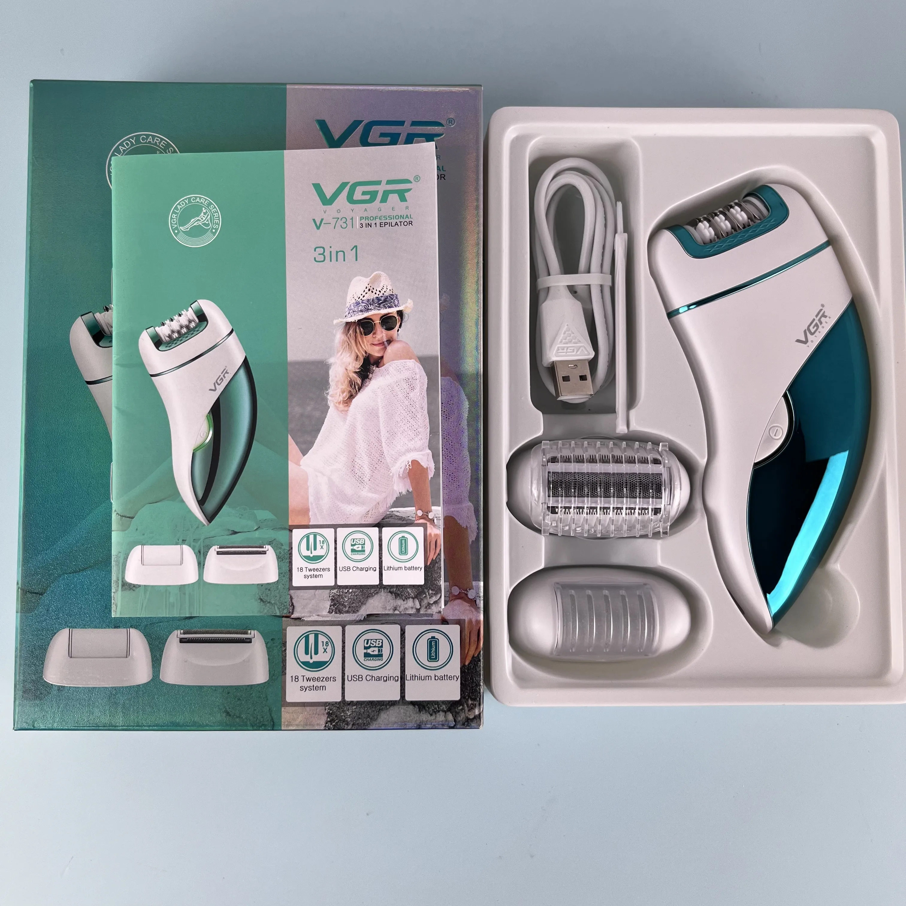 Vgr V-731 Electric 3 In1 New Epilator Needle Hair Removal Lady Women Body Leg Shaver Womens Cordless Lady Shaver