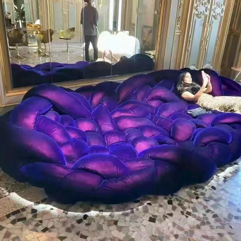 Italian design living room soft styling sponge knitted velvet fabric sofa lazy couch python sofa