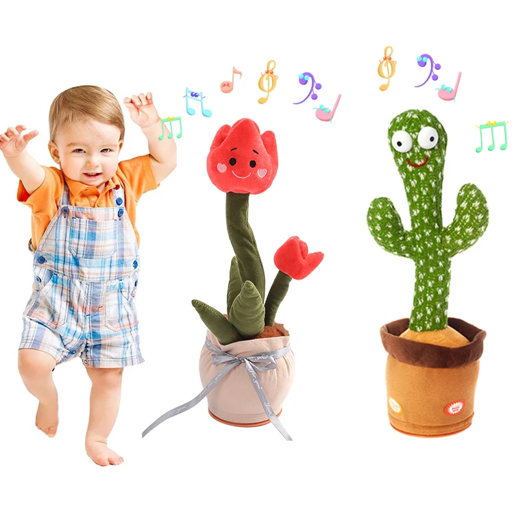 Cute Stuffed Flowerpot Twisting Cactus Toy Doll Talking Singing Electric Music Dancing Cactus Plush Early Childhood Education