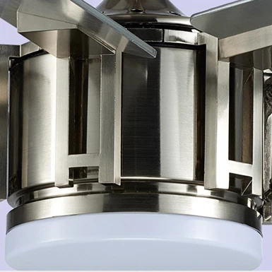 High quality fandelier MDF plywood DC brushed nickel ceiling fan silver design LED fancy 220v ceiling fan with light