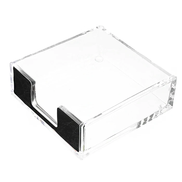 Desktop Rectangular Clear Acrylic Sticky Notes Stand Holder Lucite Memo Notepad Holder For Stationery Shop