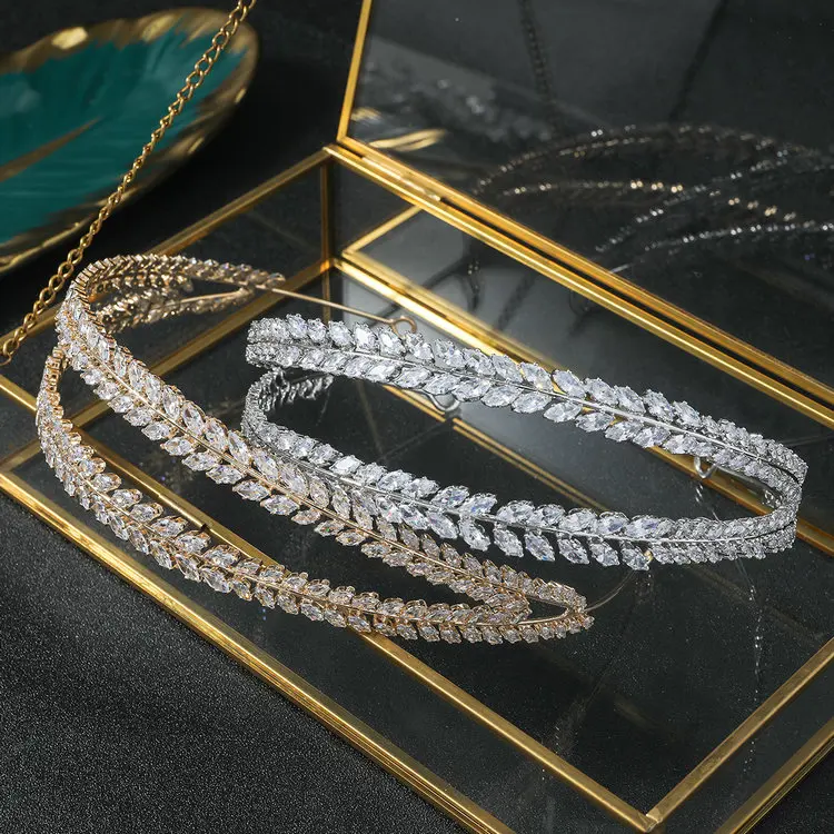 Factory directly sales summer new zircon hairband Amazon cross-border explosive gold and silver headband wedding tiara