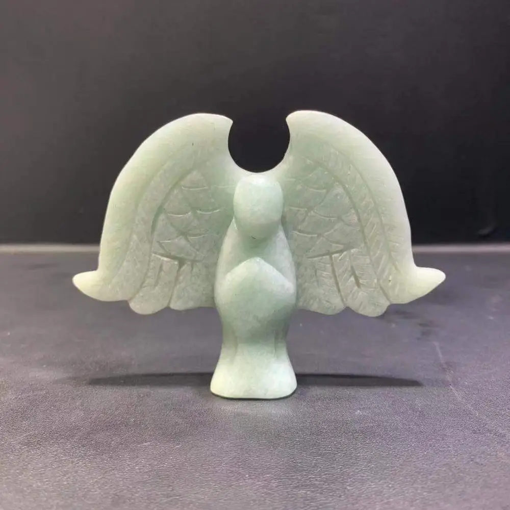 Natural Hand Carved Lepidonite Healing Amazonite Crystal Angle Statue with Wings for Decoration