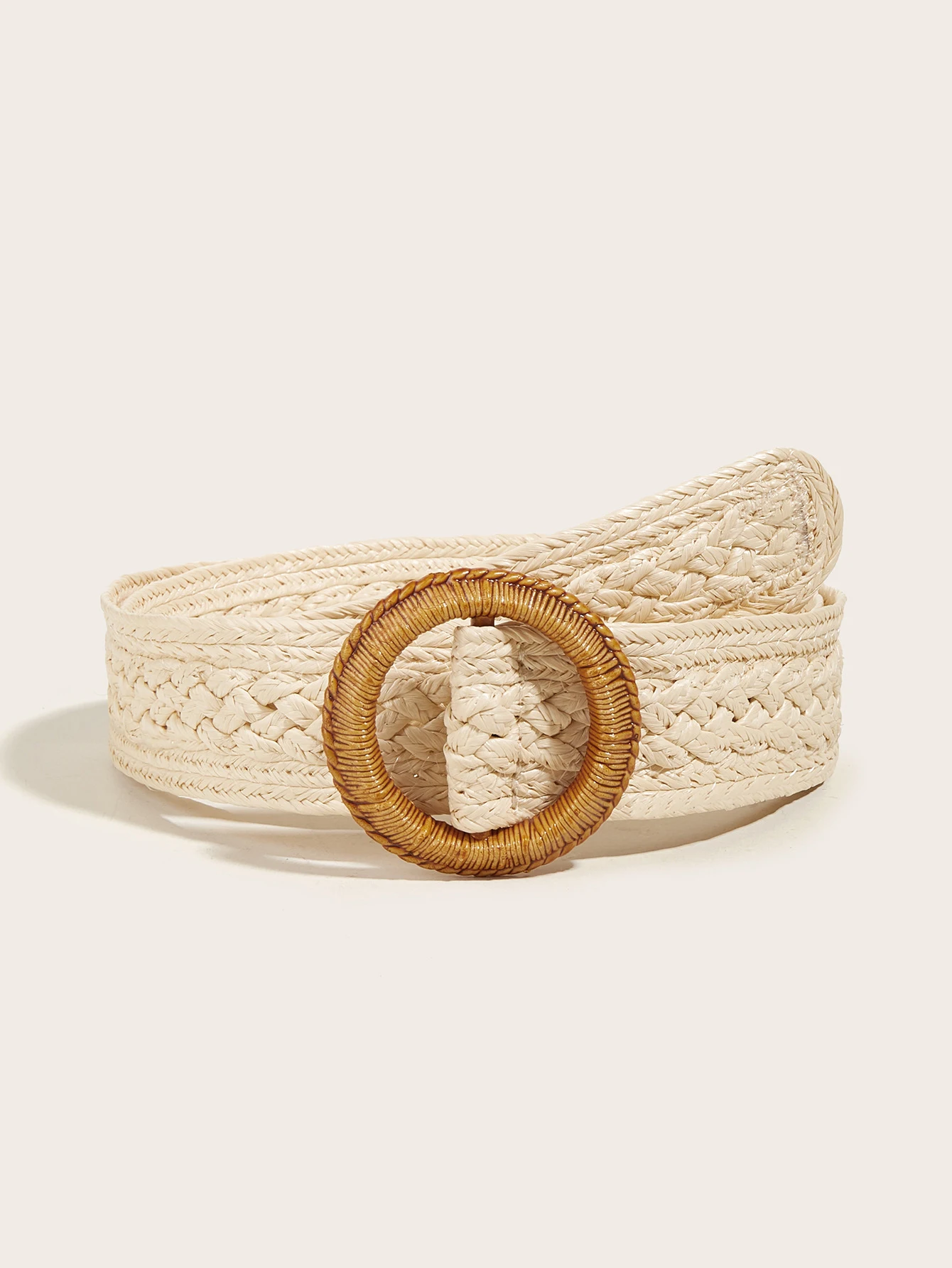 Casual Bohemian Style Round Buckle PP Straw Woven Women Belt For Summer
