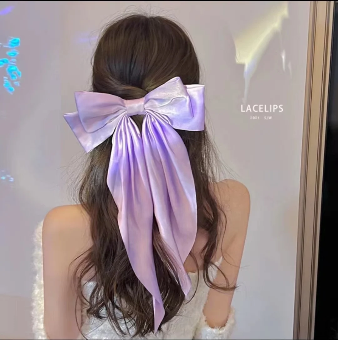 Fashion Big Size Hair Accessories Hair Clips Satin Bow Hairpin For Women Bowknot Hair Bow Clip