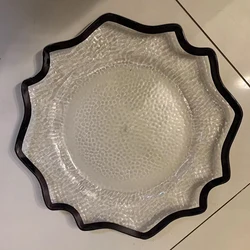 2023 Hot Sale Clear Plastic Charger Plates Gold Rim Wedding Plates Banquet Plastic Plate Set Wedding Dish