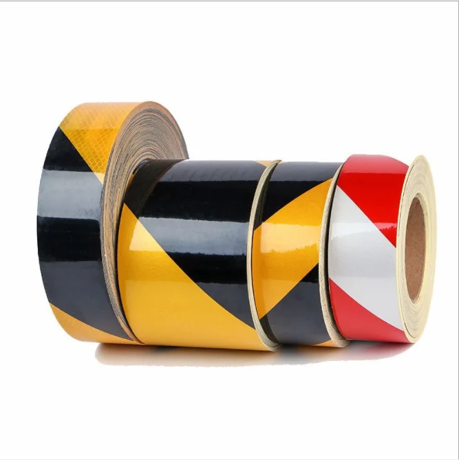 5cm Yellow and Black Strip Warning Line Traffic Reflective Tape Roadway Safety Tape