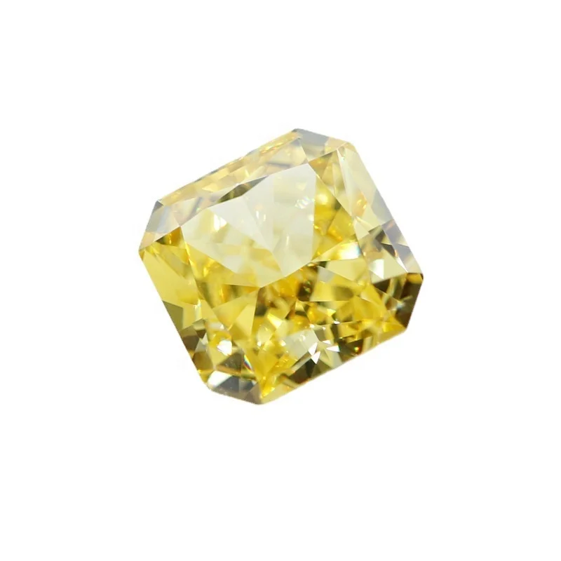 Simulation Drilling 5A Ice Cut Zircon Artificial Gemstone Synthesis Diamond Yellow Fat Square Zircon Bare Stone Source