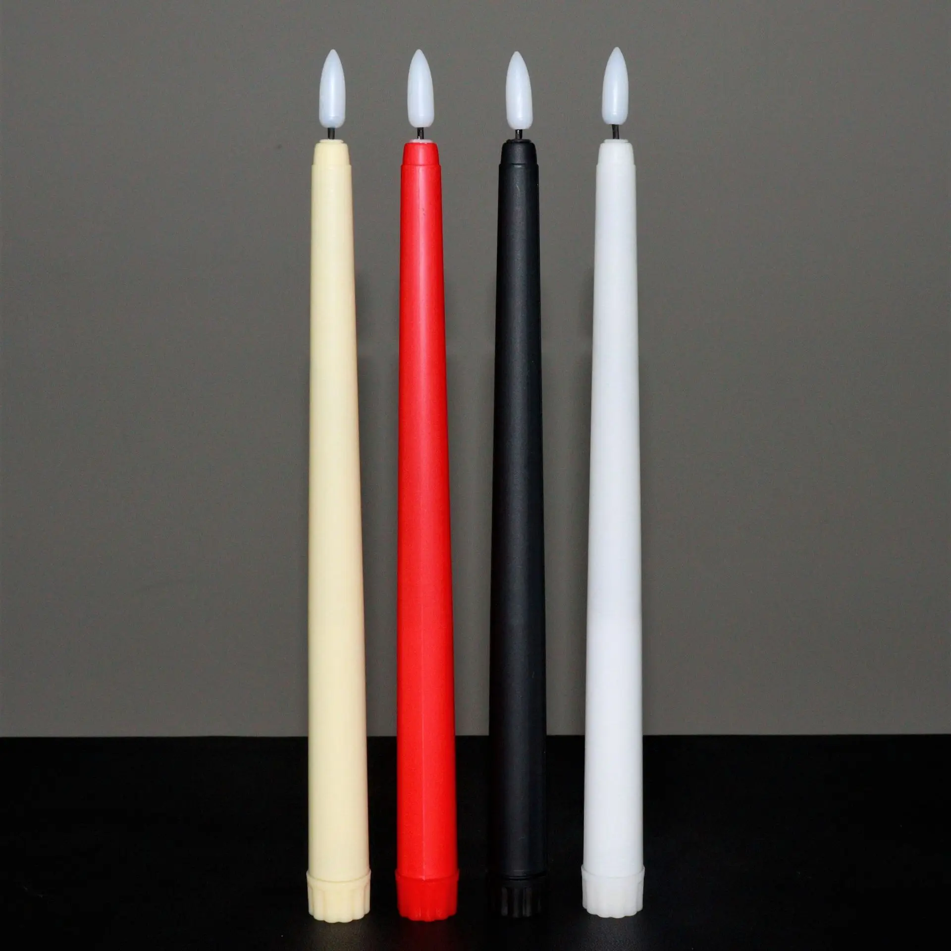 Electronic Flameless Taper Candles Plastic Long White LED Candle Sticks For Holiday Decoration