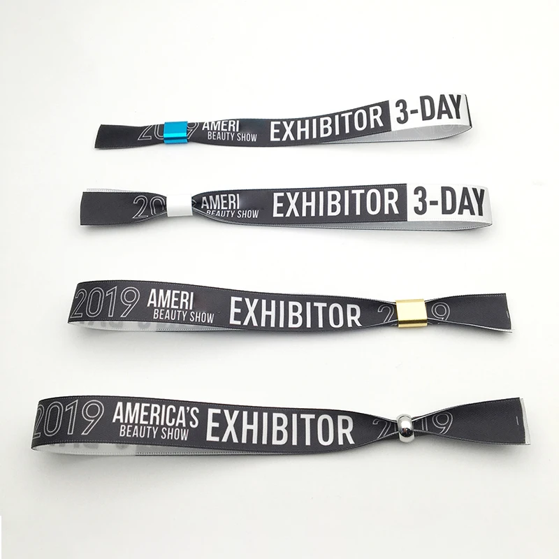 one-time use custom slide lock wristband/fabric festival wristband/polyester wristband for events China
