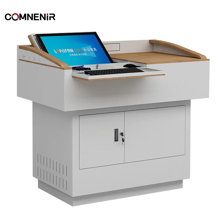 one stop school furniture Dual adjustable Podium/Church Pulpit with Microphone, electric body Interactive