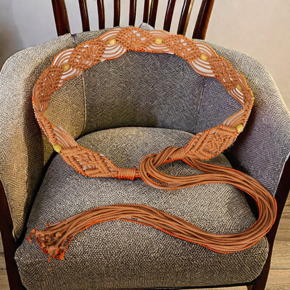 New Fashion Ladies Woven Wide Belt National Style Long Knot Bohemia Joker Decorative Waist Rope Knitted Belts