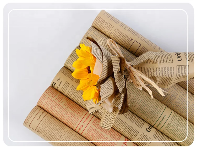 45 sheets/ pack 40 sheets Per Bag Vintage Kraft Paper Newspaper Gift Wrapping Paper Flower Wrapping Paper