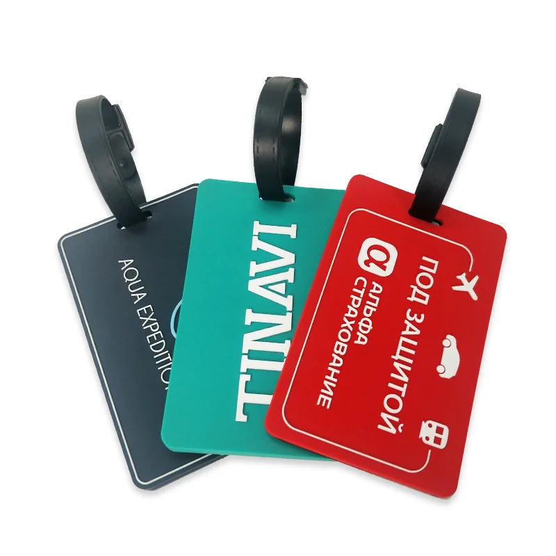 Personalized 3d Logo Soft PVC Rubber Luggage Tag Silicone Letter Luggage Name Tags Suitcase Identification Tag