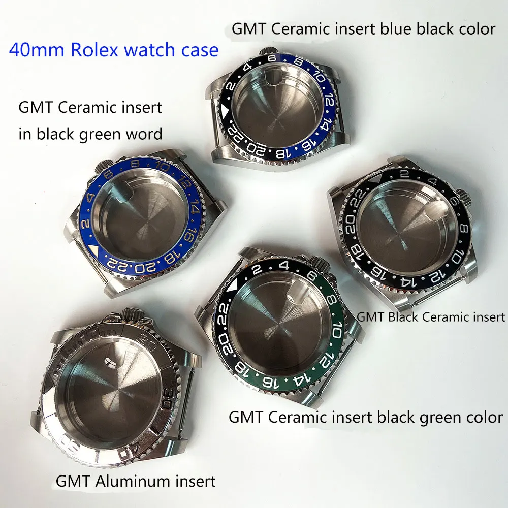 Luxury Stainless Steel Watch Case 40mm with GMT Ceramic Insert for Rolx