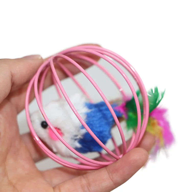 Funny Playing Colorful  Cat Mouse Toy Cat Toy Ball Feather Kitten Toys
