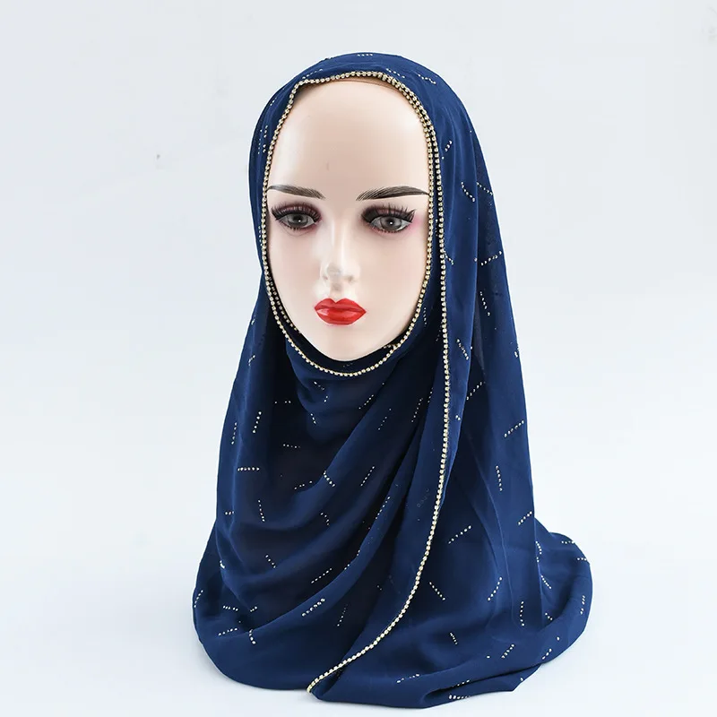 Hot Selling High Quality Solid Color Shawls Scarf Women Hijab Muslim With Tassels Chiffon Hijab Scarf
