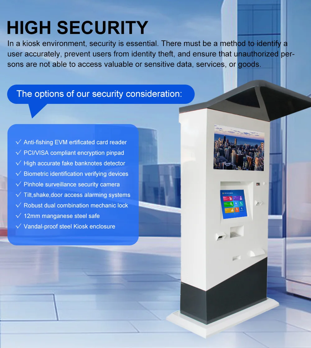 Coin Operated Dual Screen Coin Dispenser Ticket Vending Outdoor Kiosk Machine Card Dispenser Cash Payment Outdoor Kiosk