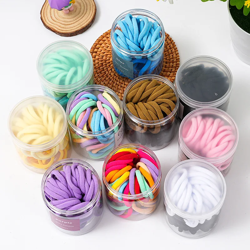 50PCS/Box Cute High Elastic Hair Ribbons Candy Color Girls Hair Accessories Rubber Band For Girls Children