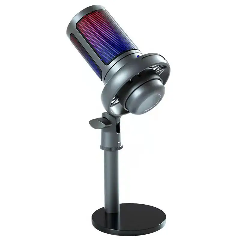 Professional Studio Condenser Mic Live Streaming Podcast Condenser USB RGB Gaming Microphone