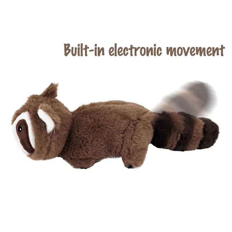 Soft Faux Rabbit Fur Built-in Electric Movement Custom Plush Toy Interactive Wagging Tail Rechargeable Pet Chew Toys