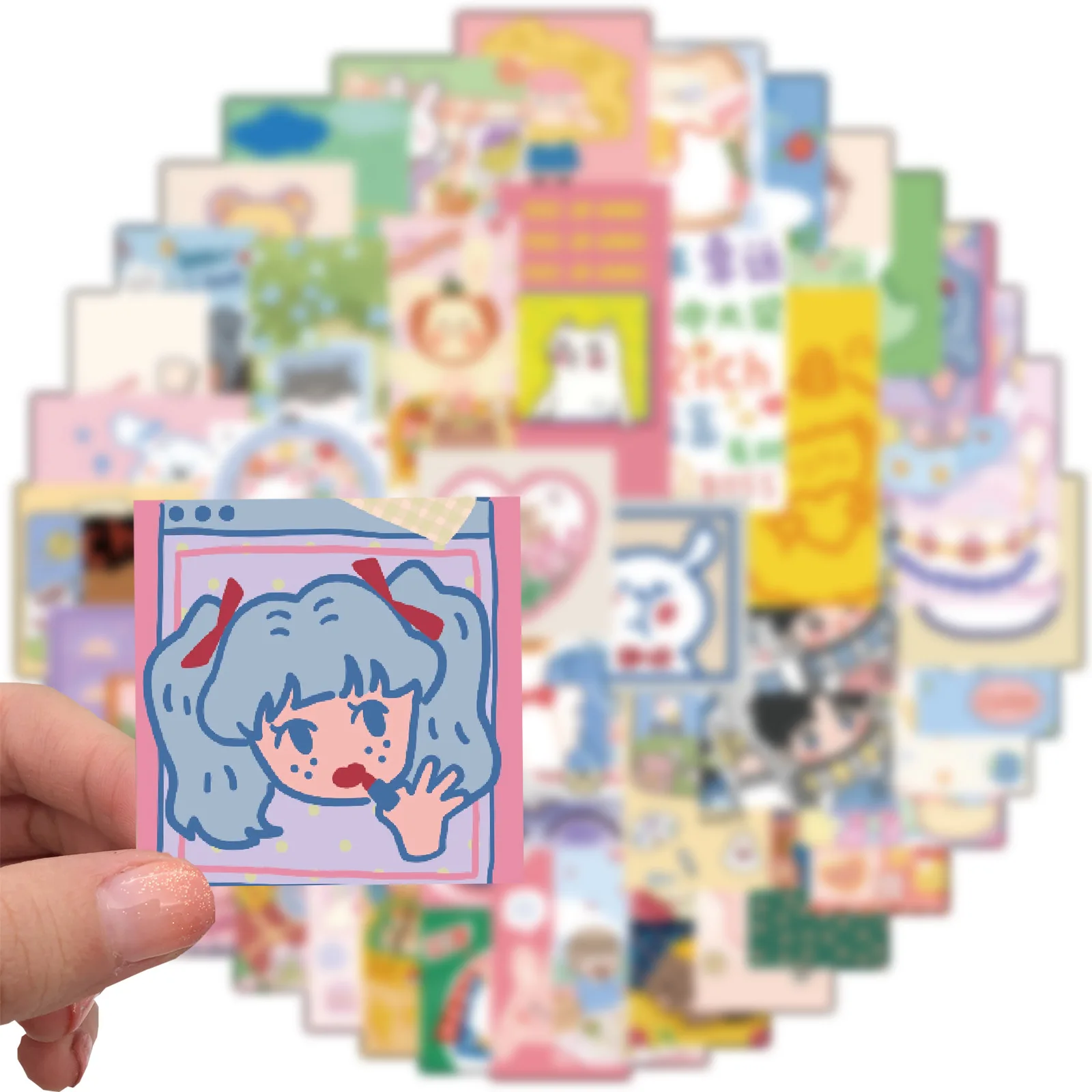 
50PCS Cute cartoon character animal pink girls rabbit bear animal sticker Luggage Computer Mobile Phone Creative label Sticker 