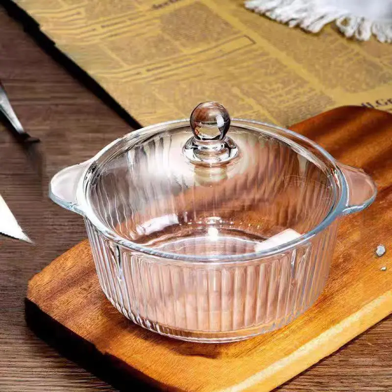 Hot Selling  Double Ear Handle Noodle Soup Salad Glass Bowl