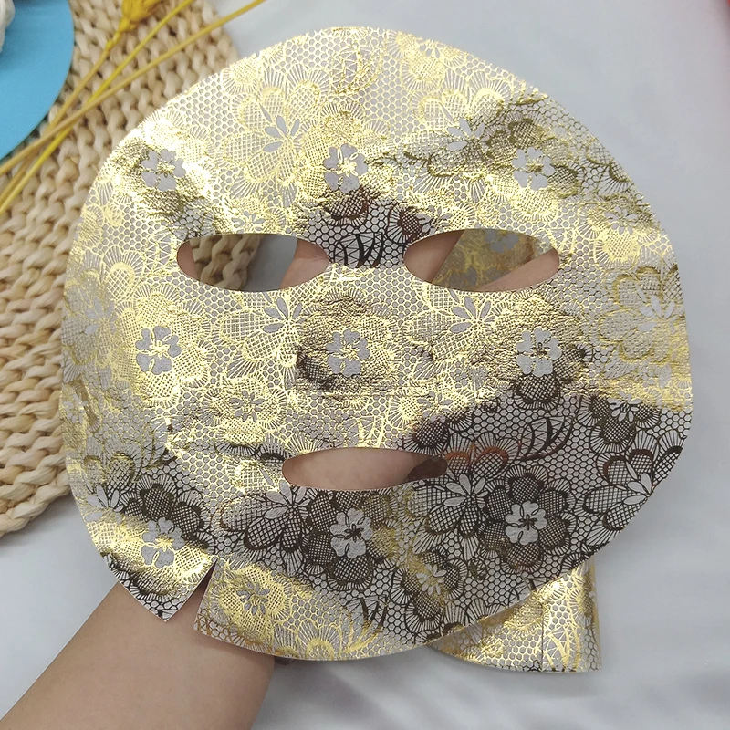 Rose laser composite dry mask tencel face mask golden foil disposable facial mask