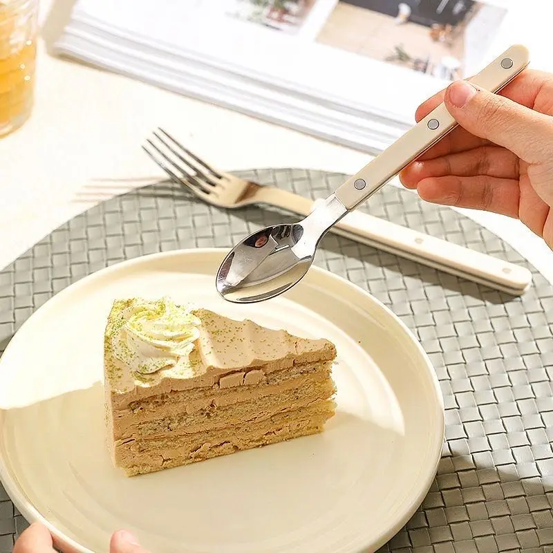 Stainless steel high quality flatware cutlery fork spoon knife flatware juego cubiertos acero inox tableware with plastic handle