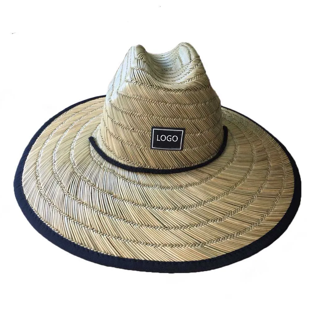 Large Brim Wide Brim Summer Panama Straw Hat Lifeguard Unisex Wide Brim Surfing Custom logo Summer Natural Straw Hat With Logo