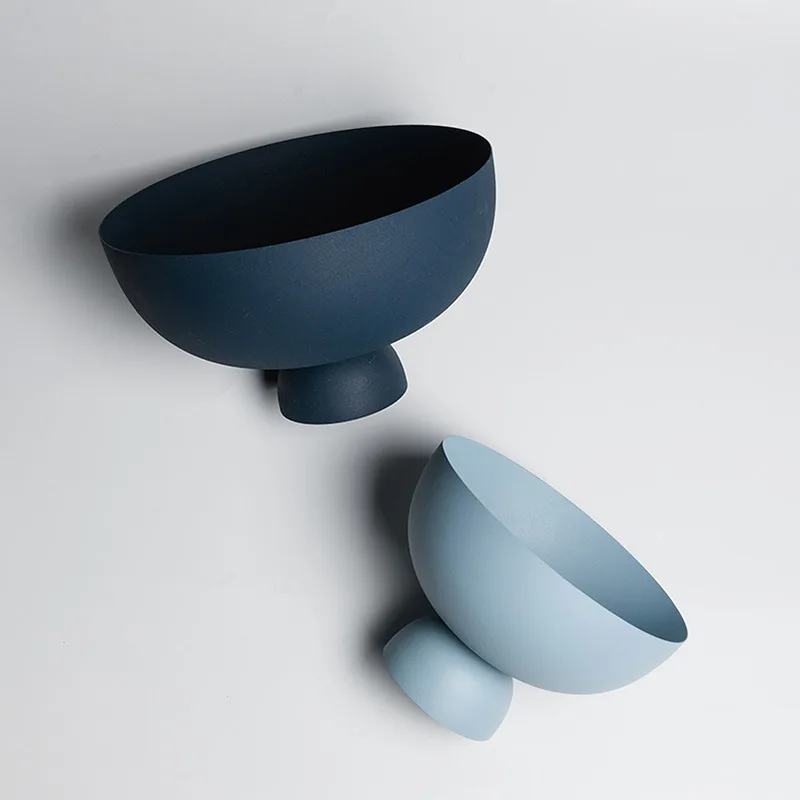 Morandi Color Matt Blue Series Metal Bowl Chocolate Tray For Wedding Banquet Arabic Ramadan Service Home Decor