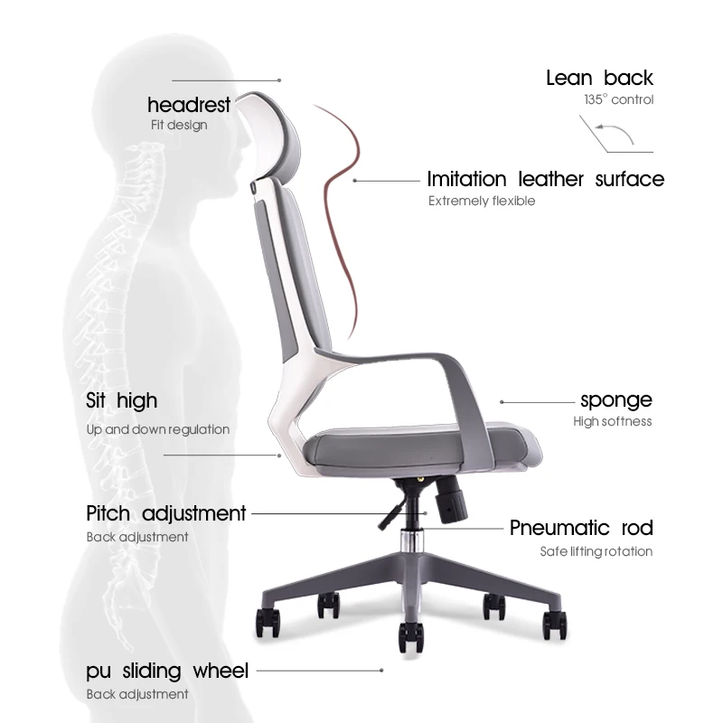 ergonomic modern luxury high back leather executive office lounge chairs with castor for sitting room