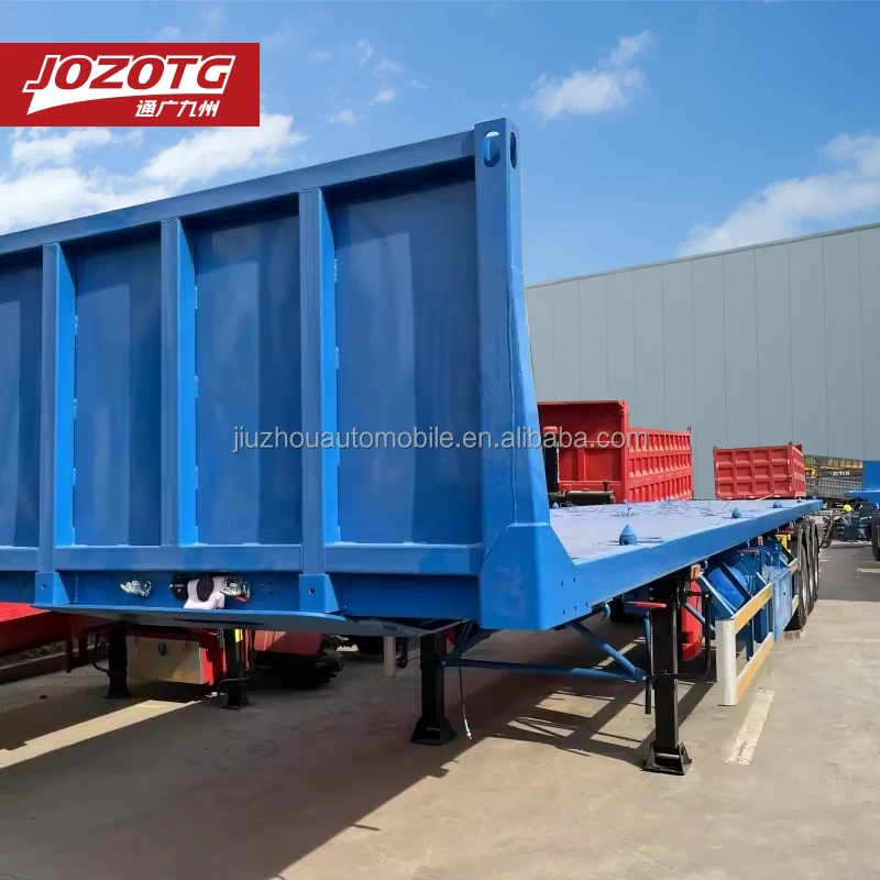JOZOTG 2 3 4 Axles Flatbed 20ft 40ft 45ft Container Semi Truck Trailer Or Flatbed Cargo Semi Truck Trailer