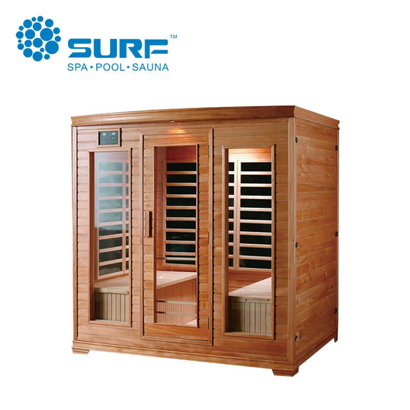 Surf hot sale hemlock wood far infrared sauna 4 person red light therapy sauna for home