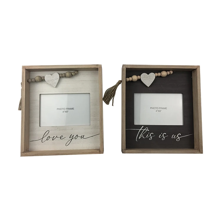 Wood Decorations Chinese Custom 4*6 Wooden Framed Wall Art Photo Frame Wall Frame Picture with Beaded