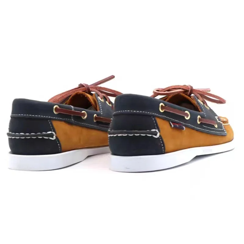 Portland Handsewn Waxed Leather Moccasins with Leather Sock Lining and Non-Marking, Slip-Resistant Rubber Outsoles Boat Shoes