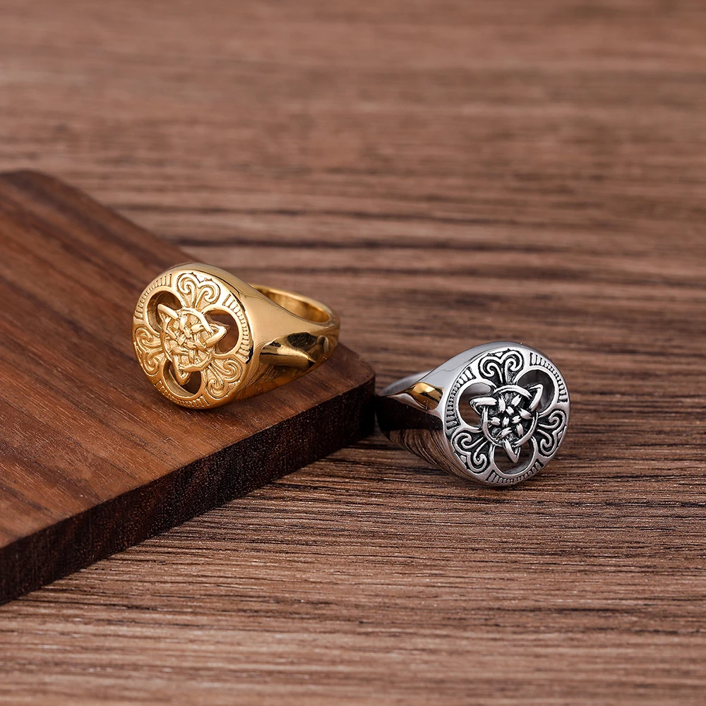 Gloss Charm Viking Rings Hollow Knot Ring Jewelry Silver & Gold Stainless Steel Finger Rings Pirate Celtic Knot
