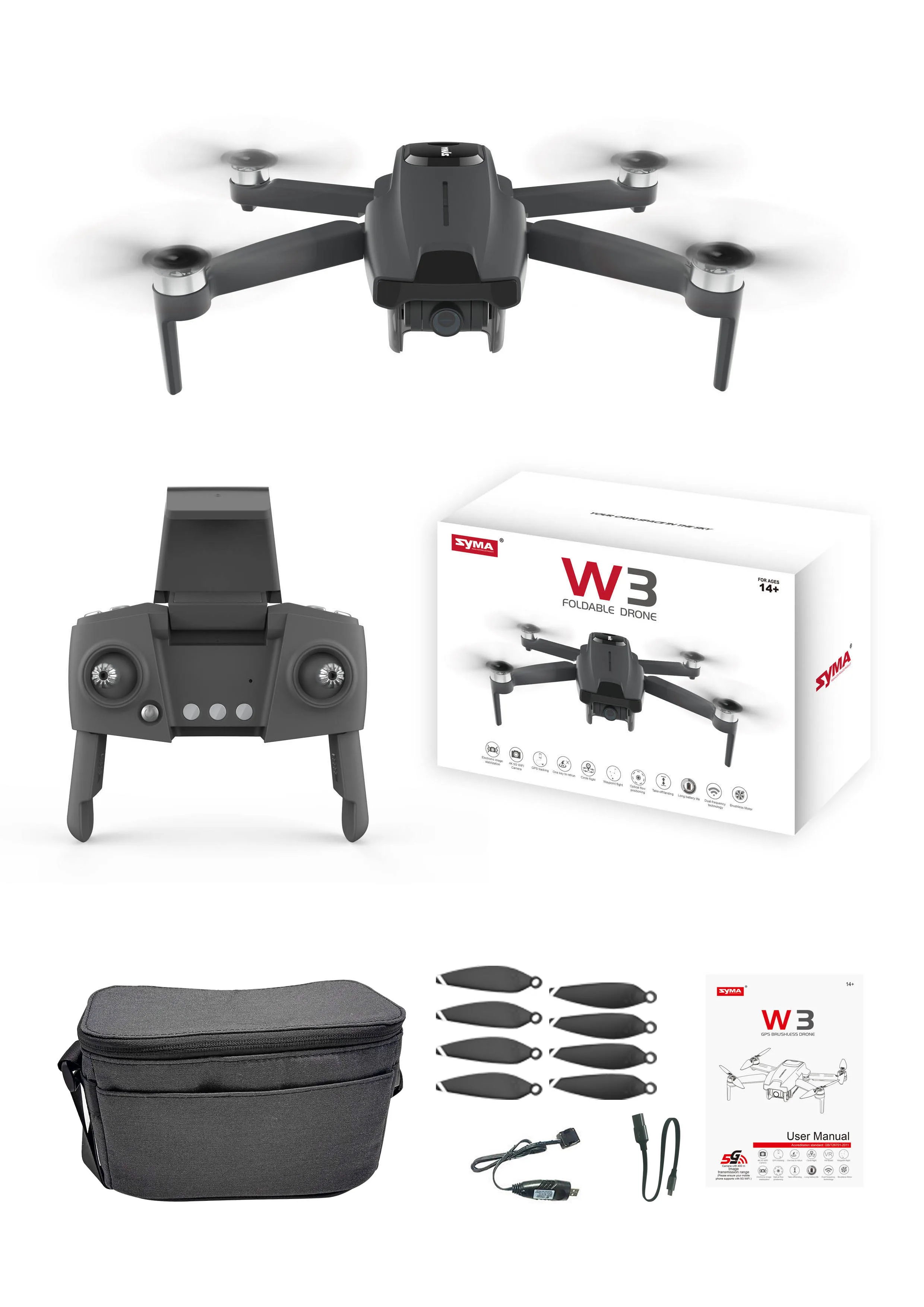LEHOO SYMA W3 GPS 2.7K aerial camera 2.4G 4 axis RC Drone Brushless Motor Radio Control Drone Toys