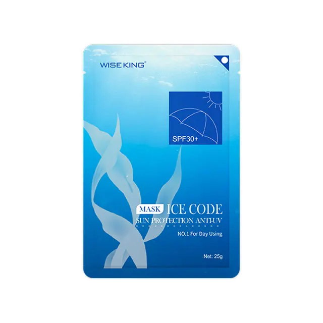 WISEKING koreans sunscreen SPF 30 cosmetics facial mask with cotton sheet deep seaweed essence for skin care moisturizing