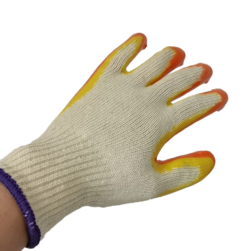 Cheap High Quality Safety Hand Protective Wholesale Yellow Latex Wrinkled Coated Gloves for Work Construction