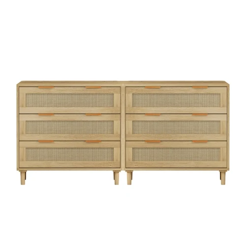 Nature 3 Drawers Rattan Luxury Home Rattan Drawer 2 Sets Wooden Storage Cabinet