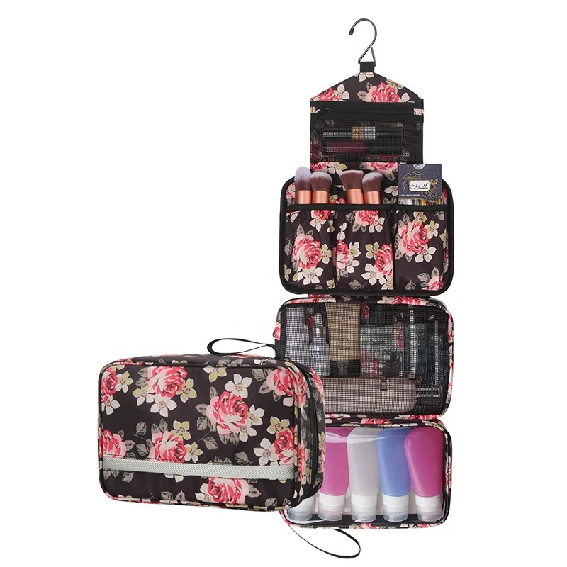 Large custom logo toiletry waterproof hanging cosmetic bag
