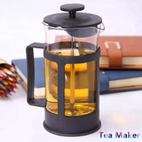Custom logo Coffee Maker colored Borosilicate Single Cup French Press with 4 Level Filtration System Glass French Coffee Press