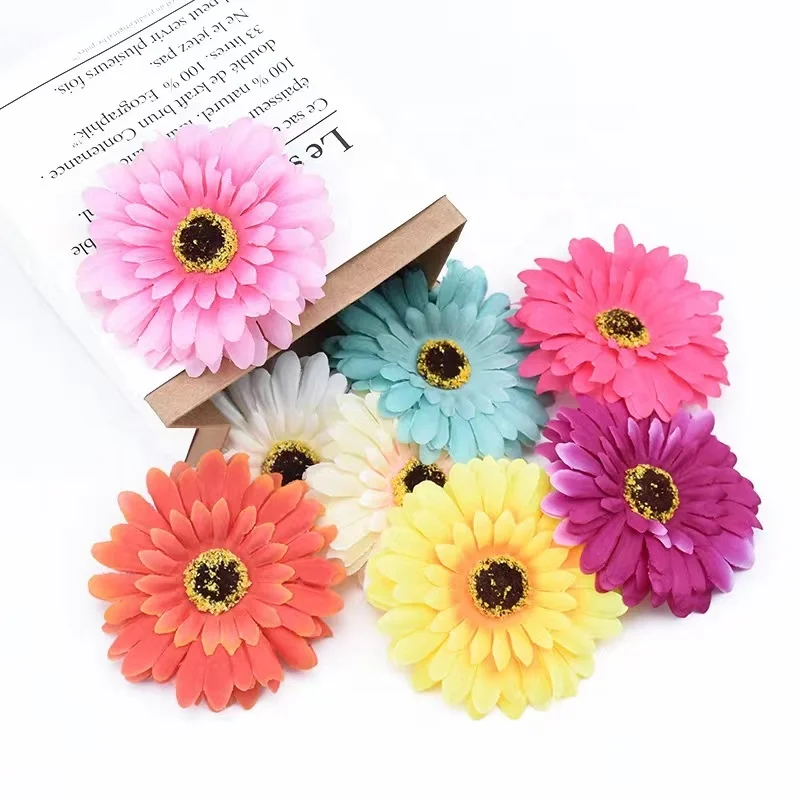 Colorful artificial daisy flower heads for DIY decoration