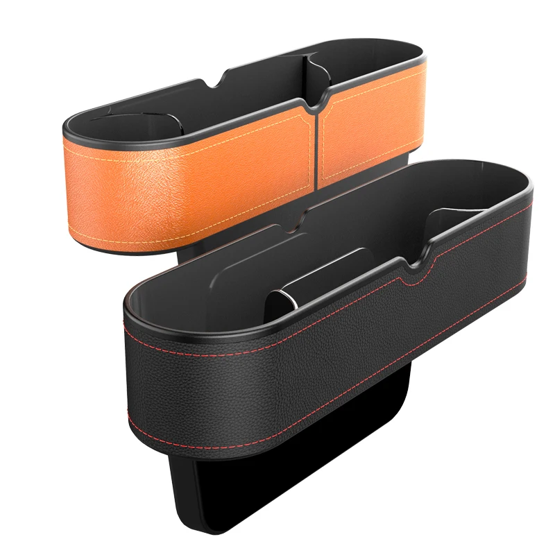 Factory front ABS+Leather seat car gap storage box with coin organizer