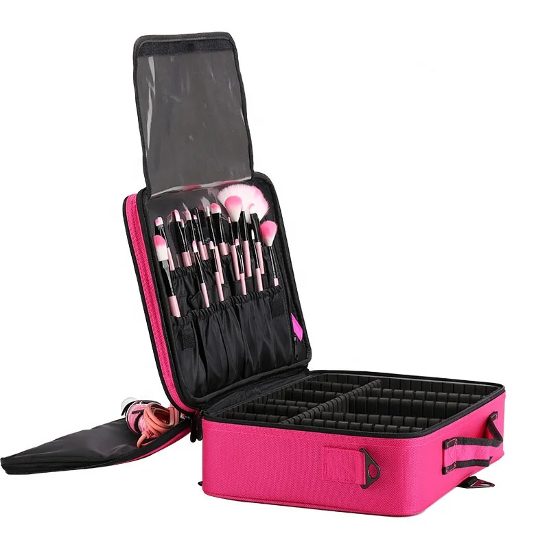 Multifunctional professional makeup bag clapboard partition portable women cosmetic case bag for ladies