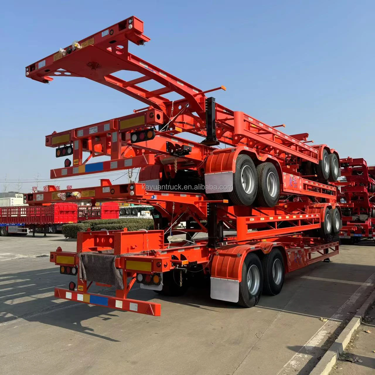 China Manufacture Customised 2Axles 20ft 40ft Skeleton Gooseneck Semi Trailer Container Transport Chassis Skeletal Semitrailer