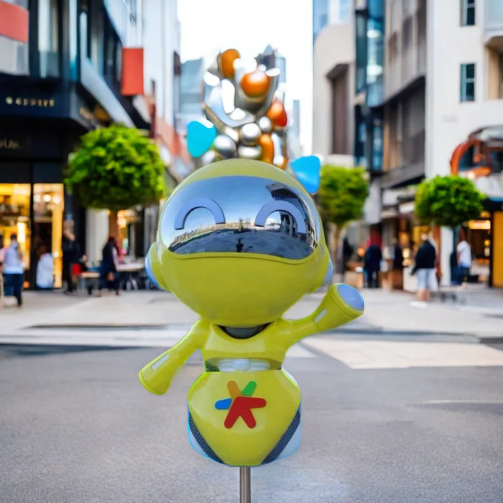 Customized Factory Large Modern Outdoor Garden Decorative Metal Crafts Art Abstract Cartoon Character Stainless Steel Sculpture