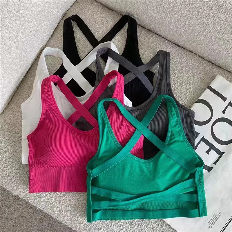High Quality Solid Color Yoga Fitness Bra U-neck Wire Free Comfortable Breathable Bra For Women