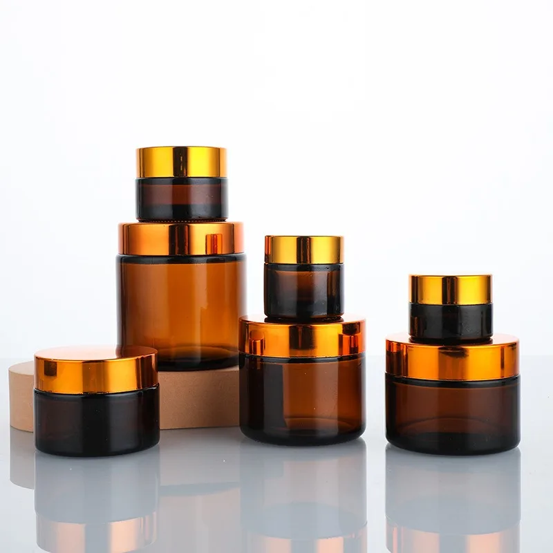 5g 10g 15g 20g 30g 50g 100g Amber Cosmetic Container Cream Glass Jar For Cosmetic Jar With Lid